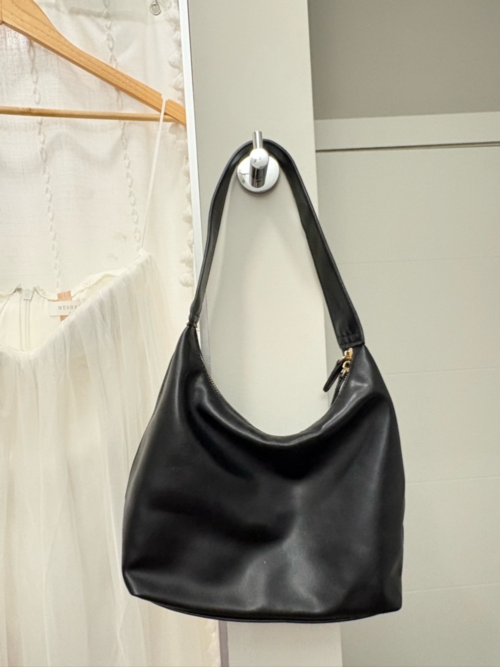 *NWOT* Real Leather Black Shoulder Bag